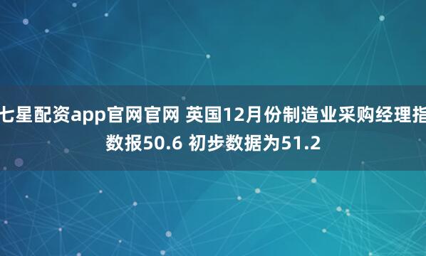 七星配资app官网官网 英国12月份制造业采购经理指数报50.6 初步数据为51.2