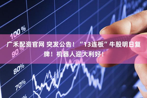 广禾配资官网 突发公告！“13连板”牛股明日复牌！机器人迎大利好！